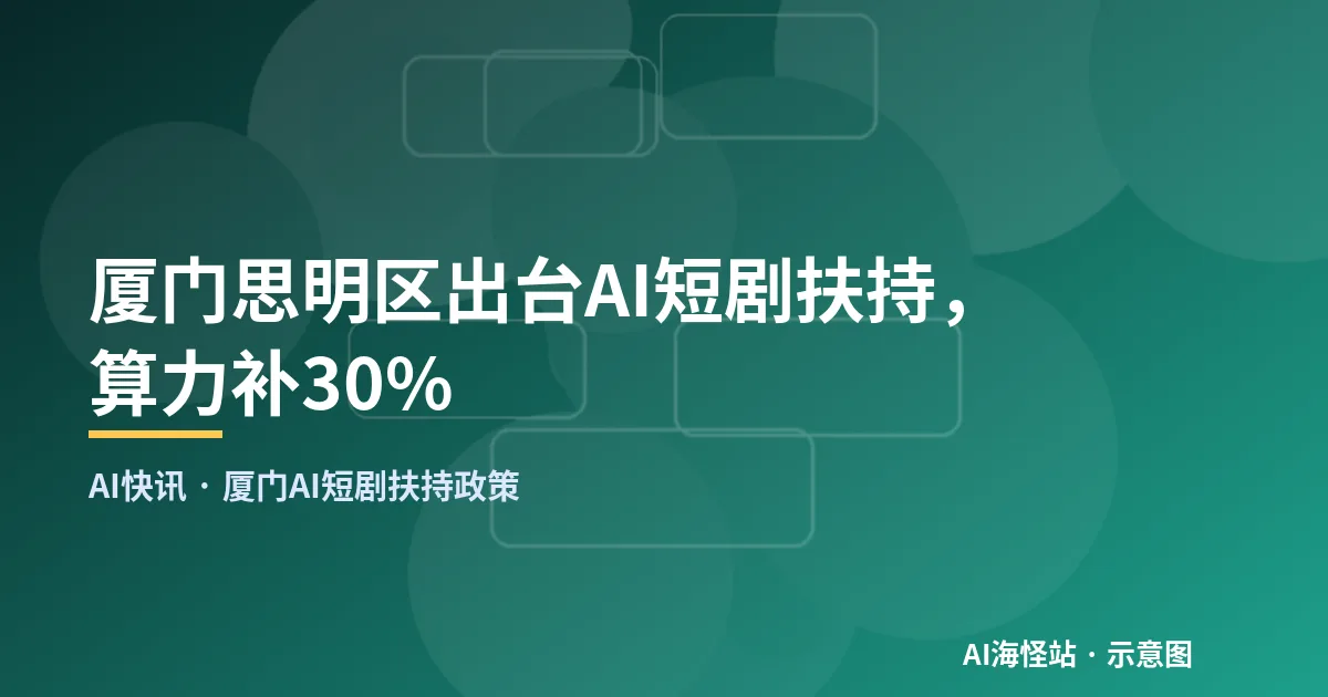 厦门思明区出台AI短剧扶持，算力补30%（示意图）